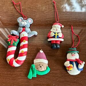Set of 4 Vintage Christmas Ornaments – Foam/Soft Plastic